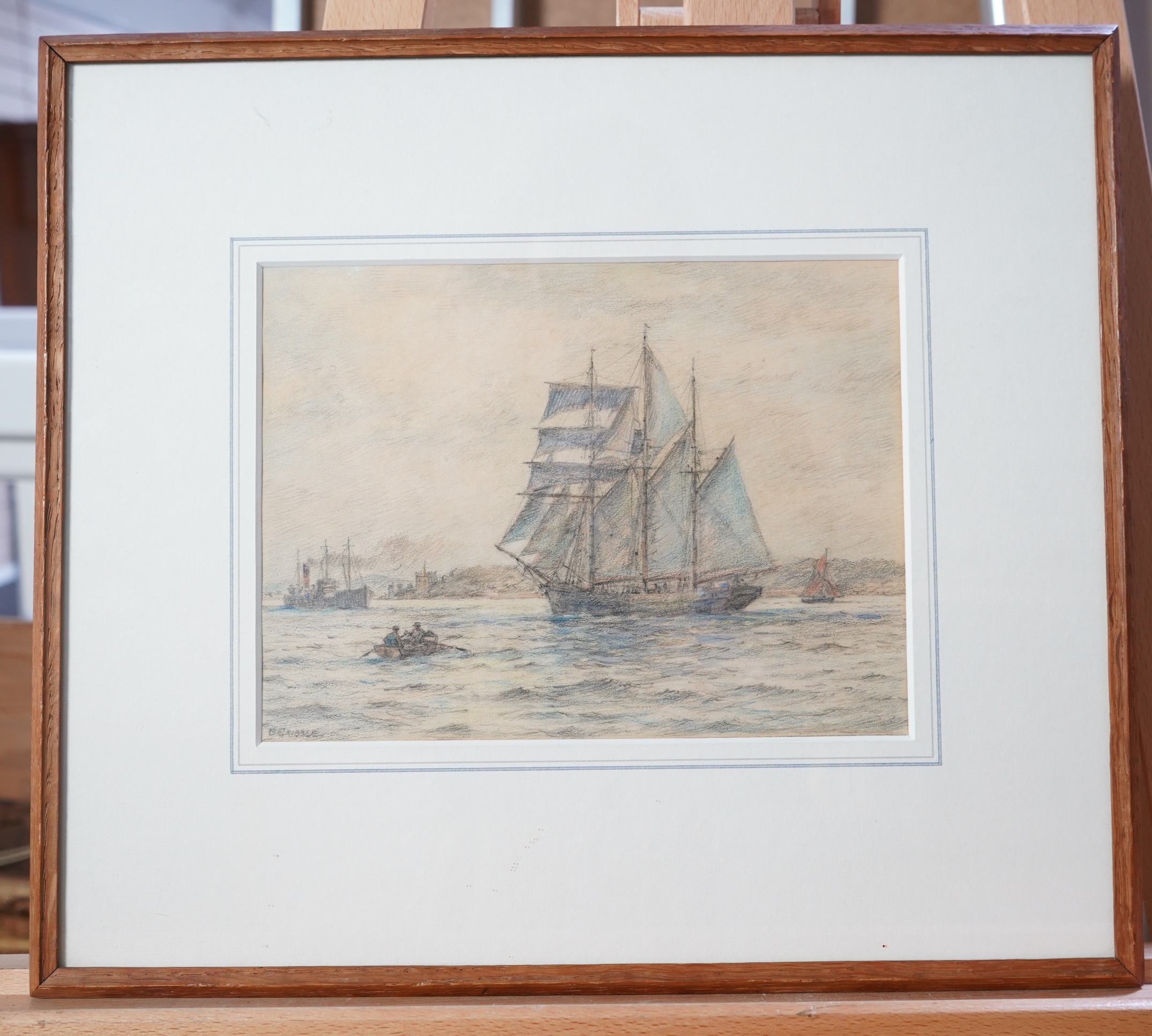 Bernard Finegan Gribble, 1872-1962, 'Three Masted Ships at Sea' and 'Off the Coast'